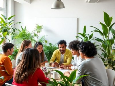 Întâlnire comunitară pentru antreprenoriat social în mediul urban.